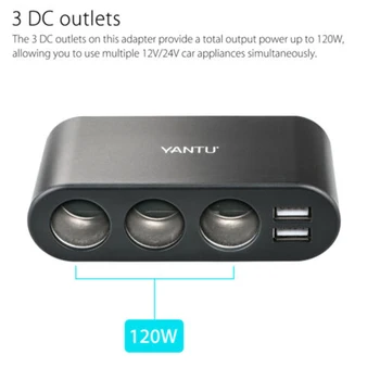

12V-24V Car Cigarette Lighter Socket Splitter Plug USB Charger Adapter USB Car Charger For Mobile Phone 3 Way Socket Accessories