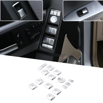 

14pc For Model S/X/SLK/GLK X204/G500 /A/B/CLA/C W204/GLA/ML/E W212/GLE W176 W246 ABS Silver Window Lift Switch Button Cover Trim