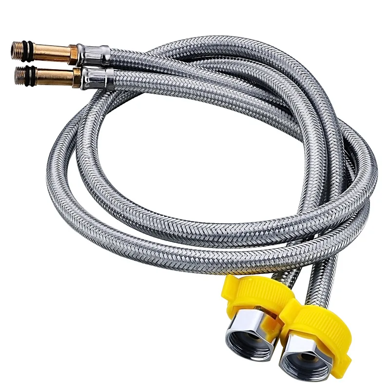 304 Stainless Steel Braided Water Inlet Pipe 60cm Basin/toilet/water Heater Hot and Cold 4 Points Explosion-proof Hose