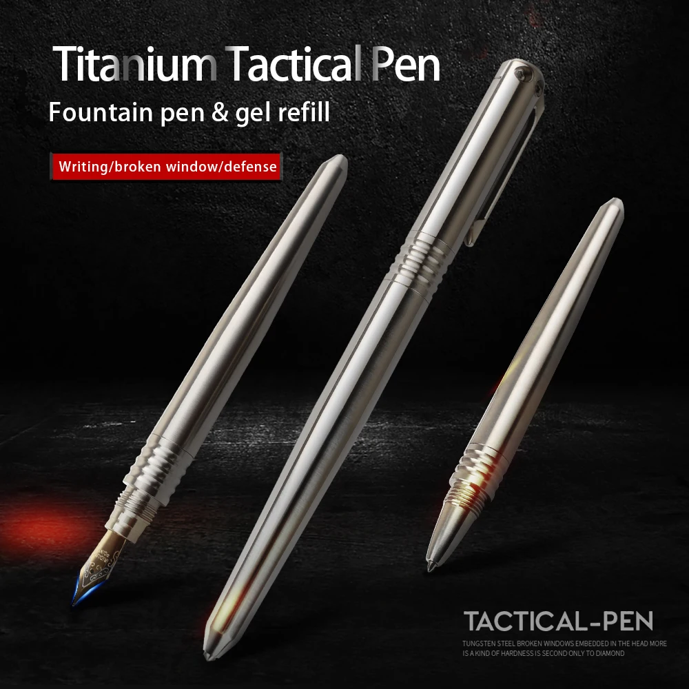 Titanium tactical pen multi-function broken window high hardness outdoor safety defense tool pen