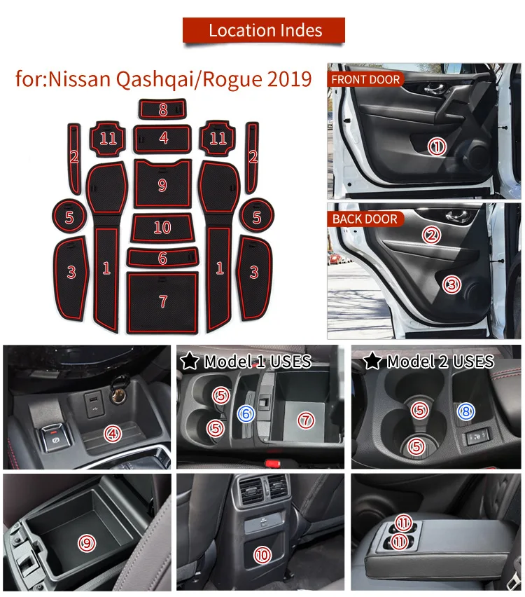 Грязный коврик для Nissan Qashqai Rogue SL SV аксессуары для двери паз ворота слот подставка Противоскользящий коврик автомобильный интерьер