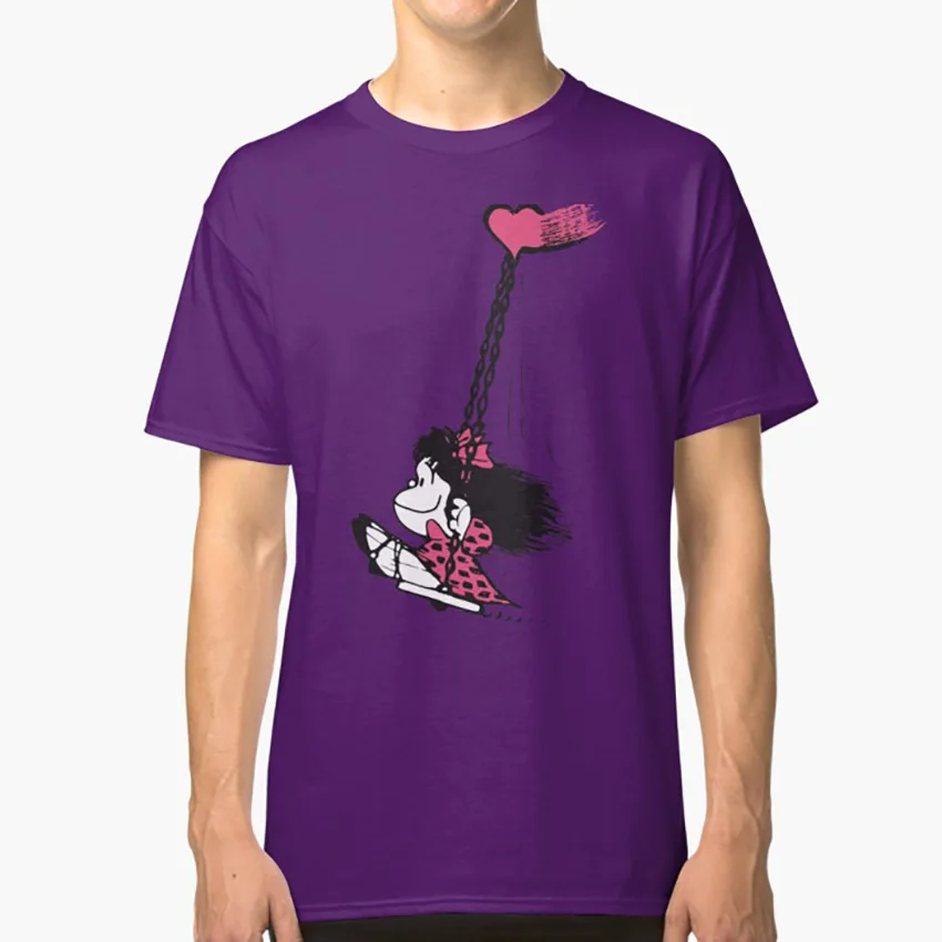 Фиолетовый Футболка с надписью Love You freedom cool woman feminist mafalda - Цвет: Фиолетовый