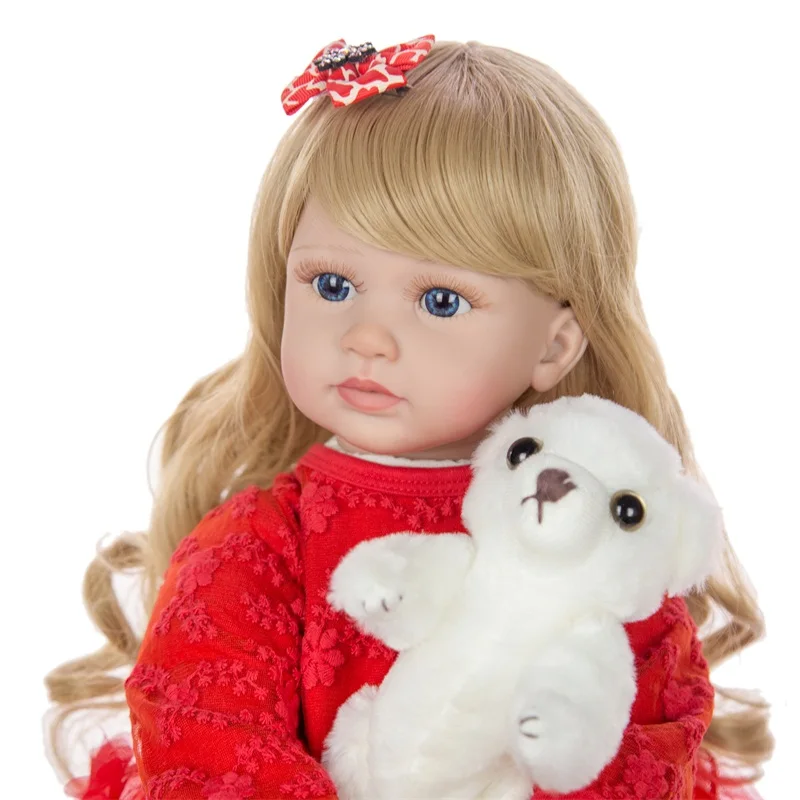 Presente de Aniversário Polegada Elegante Reborn Bebê Menina Boneca Vinil Macio Pano Vermelho Corpo Silicone Atacado Como Crianças Natal - 24 60cm 9 ??SKU_??(1)