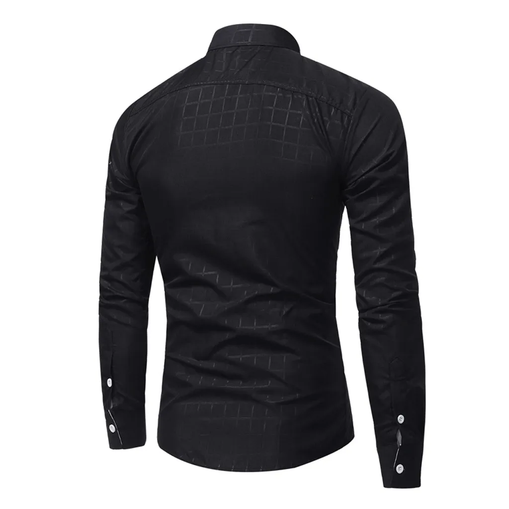 Для Мужчин's Повседневное с отложным воротником на пуговицах Slim Fit Тап и рубашка с длинным рукавом Блузка