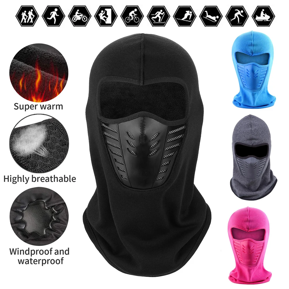

Face Mask Outdoor Motorcycle Bicycle Climbing Windproof Warm Dustproof Carbon Filter Thermal Fleece Balaclava Head Protector D40