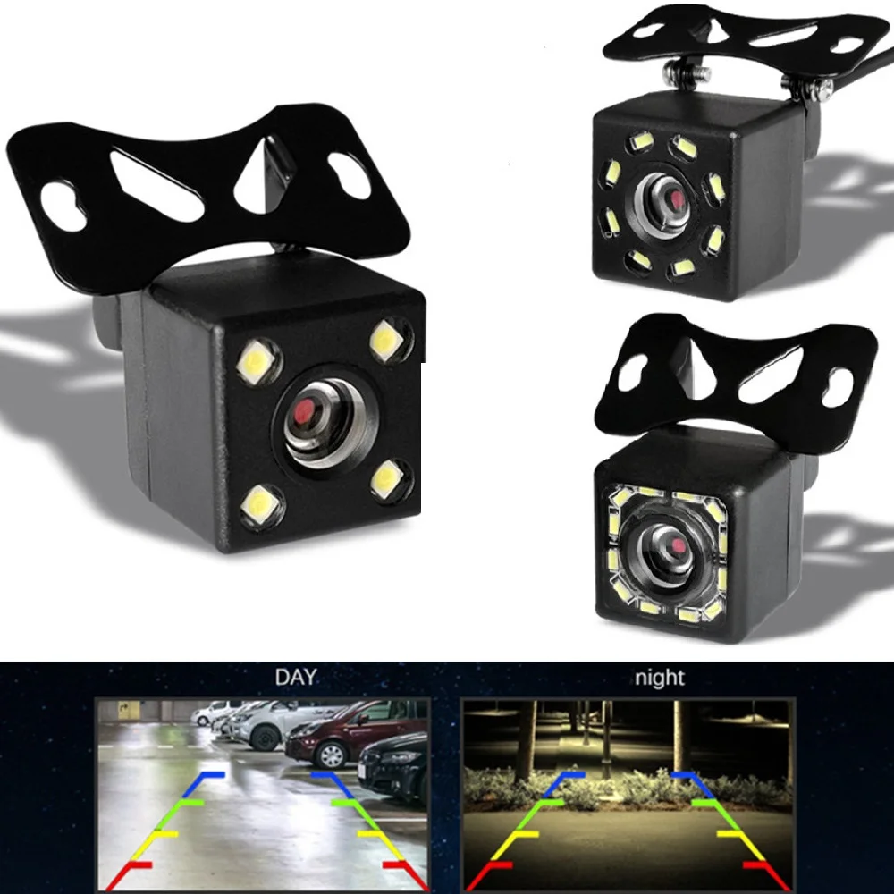 1Pcs Car Rear View Camera 4 8 12LED Night Vision Reversing Auto Parking Monitor CCD Waterproof 170 Degree Video rückfahrkamera