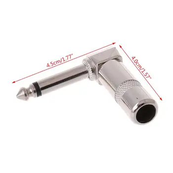 

4 Pcs Right Angle 1/4\" TS Mono Phone Plug Guitar Audio Connector 6.35mm Jack
