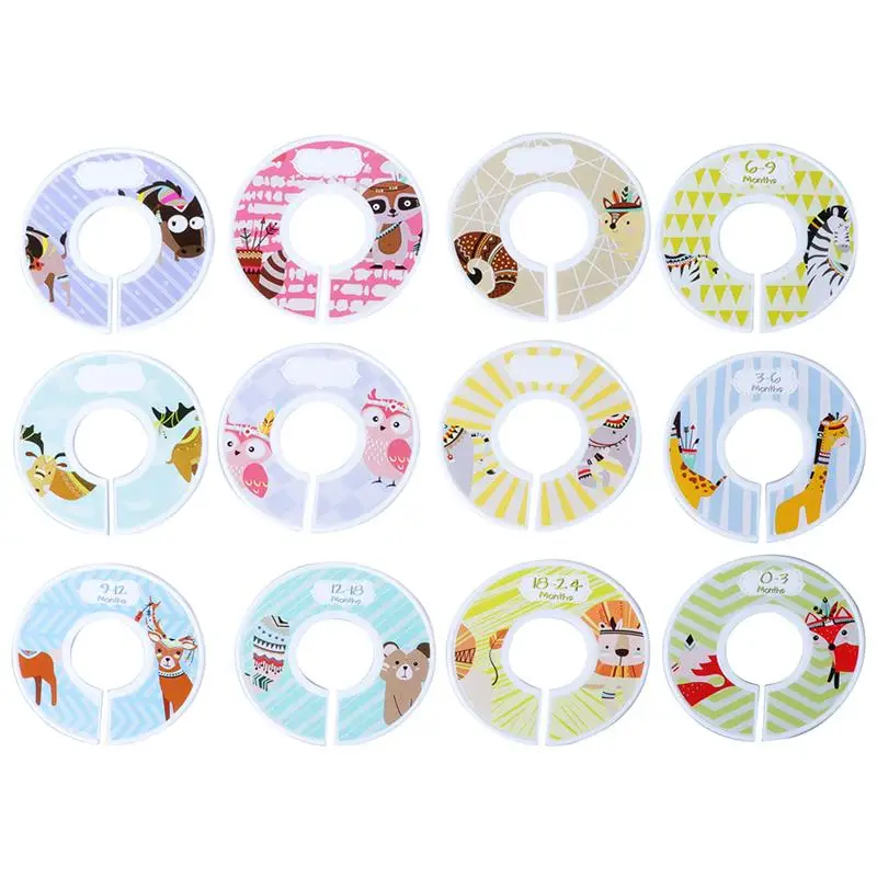 12 pcs Clothes Size Dividers Round Plastic Wardrobe Hangers Divider Dispaly for Toddler Baby | Дом и сад