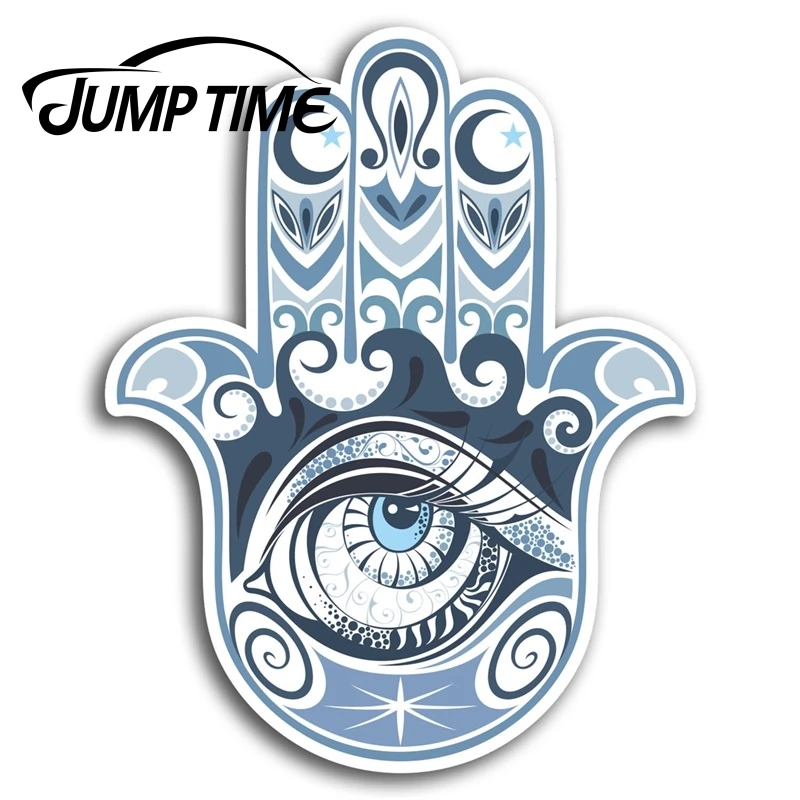 

Индийские виниловые Стикеры с надписью "Jump Time Hamsa Hand Om Ohm", наклейка для ноутбука, подарок, водонепроницаемая автомобильная наклейка, оконный бампер, автомобильные аксессуары