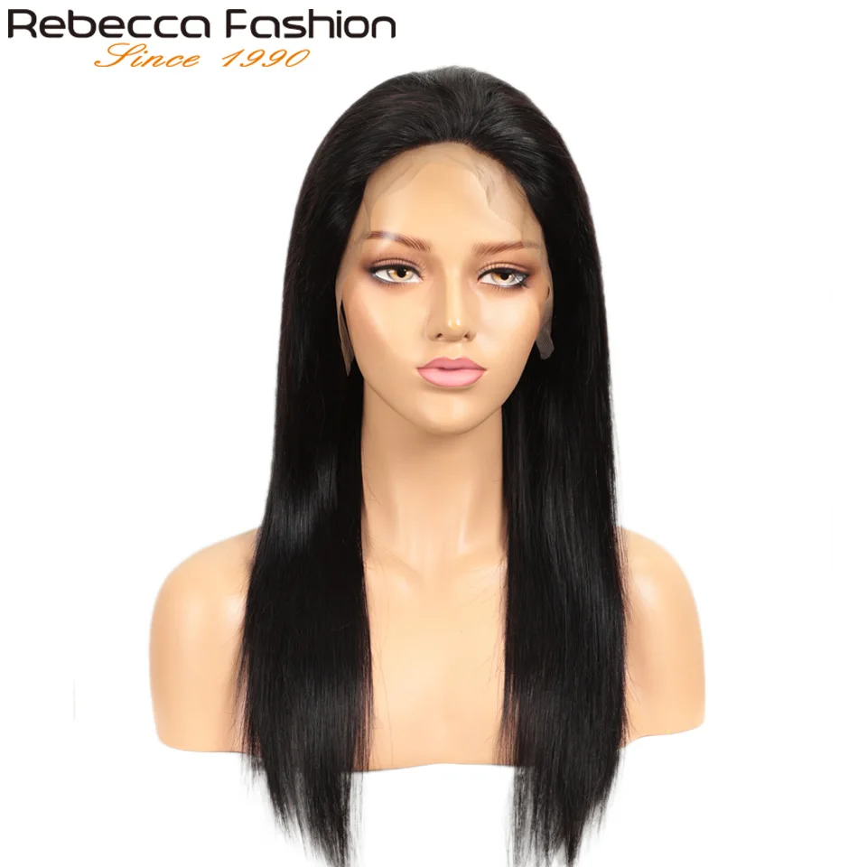 Rebecca модные человеческие волосы 13*4 парик шнурка 8 до 28 дюймов прямые от remy 13X4
