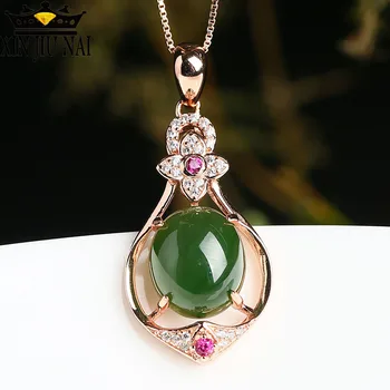 

Vintage Oval Green Stone Flower Pendants Rose Gold White Crystal Charm Emerald Necklace Women Birthstone Choker