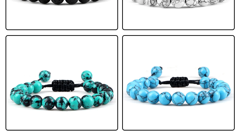Men Energy Beads Bracelet Adjustable Natural Stone Agates Onyx Charm Bracelets Chakra Healing Women Yoga String Bangles Jewelry