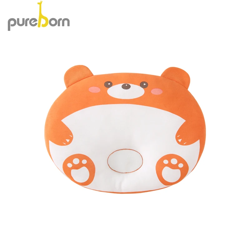 Pureborn детская подушка для придания формы, подушка для малышей, дышащая стереофоническая Подушка с плоской головкой для защиты новорожденных, детское постельное белье - Цвет: Orange