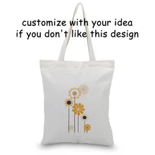 Сумка-тоут, Цветочная сумка, индивидуальная печать логотипа, повседневная сумка для покупок, сделай сам, эко, многоразовая утилизация текста, печать логотипа на холсте