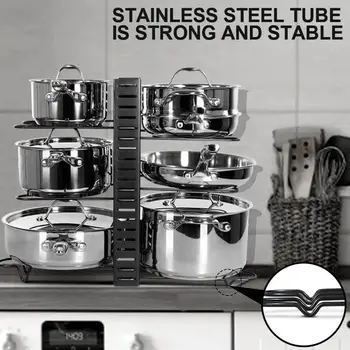 

Detachable Pot Holder Steel 3-in-1 Stove Storage Box With 8 Compartments Adjustable Kitchen Storage Space 1.21