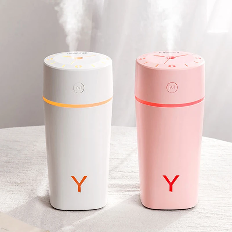 230ML USB Clock Shape Air Humidifier Ultrasonic Cool-Mist Adorable Mini Aroma Humidifier for Office Home Living Room Bedroom