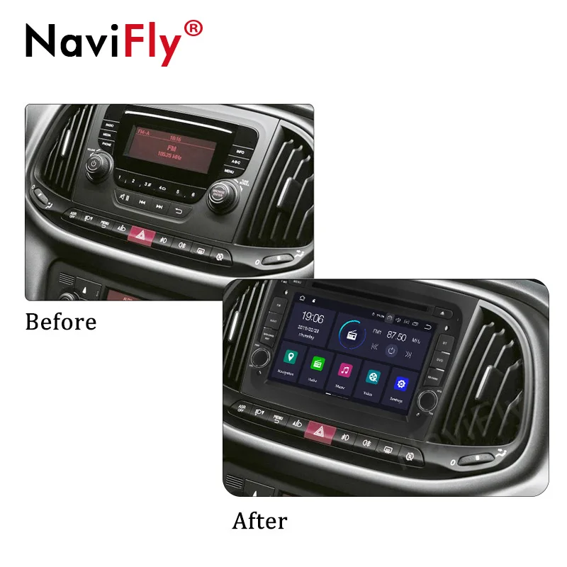 Flash Deal NaviFly Autoradio IPS DSP Android 9.0 Car gps radio player for Fiat Doblo 2016 2017 1
