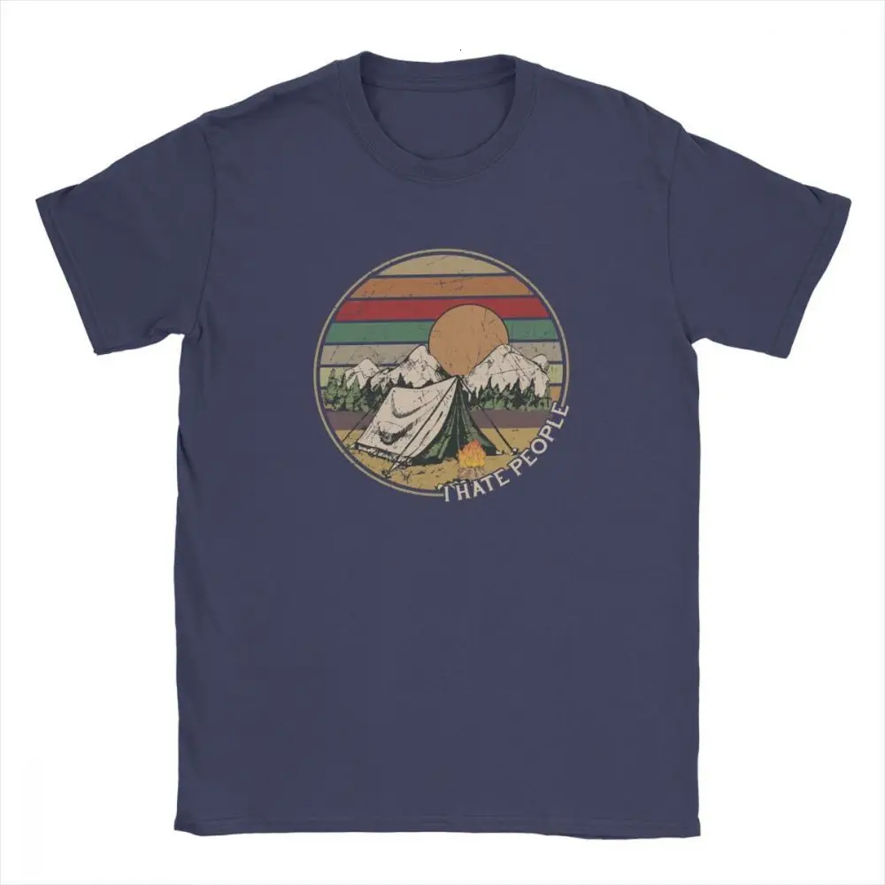 Navy Blue One yona Love Camping I Hate People винтажные Забавные футболки для мужчин Кемпинг Туризм короткий рукав топы подарок футболки хлопок вырез лодочкой - Цвет: Navy Blue