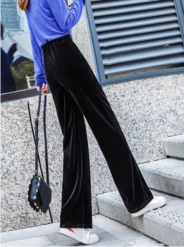 

Ladies casual solid color trousers elasticated fashion trousers gray