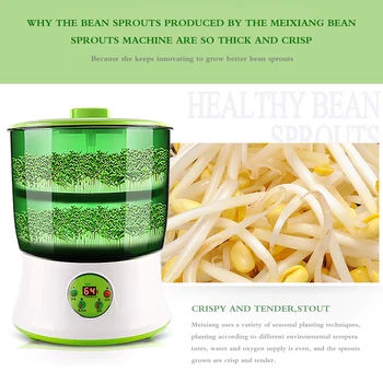 

Digital Seed Vegetable Seedling Growth Bucket 220V Home DIY Bean Sprouts Maker Double Layers Automatic Electric Germinator