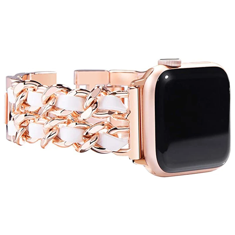 Дышащий ремешок-цепочка для Apple Watch Band 6 44 40 38 42 мм Женские Ювелирные изделия