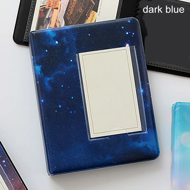 dark blue 5 inch Сделай Сам вставляемая картинка большая емкость книга памяти ремесло фото альбом коробка для хранения PU Обложка 32/64 карманы 3 дюйма/5 дюймов - Цвет: dark blue 5 inch