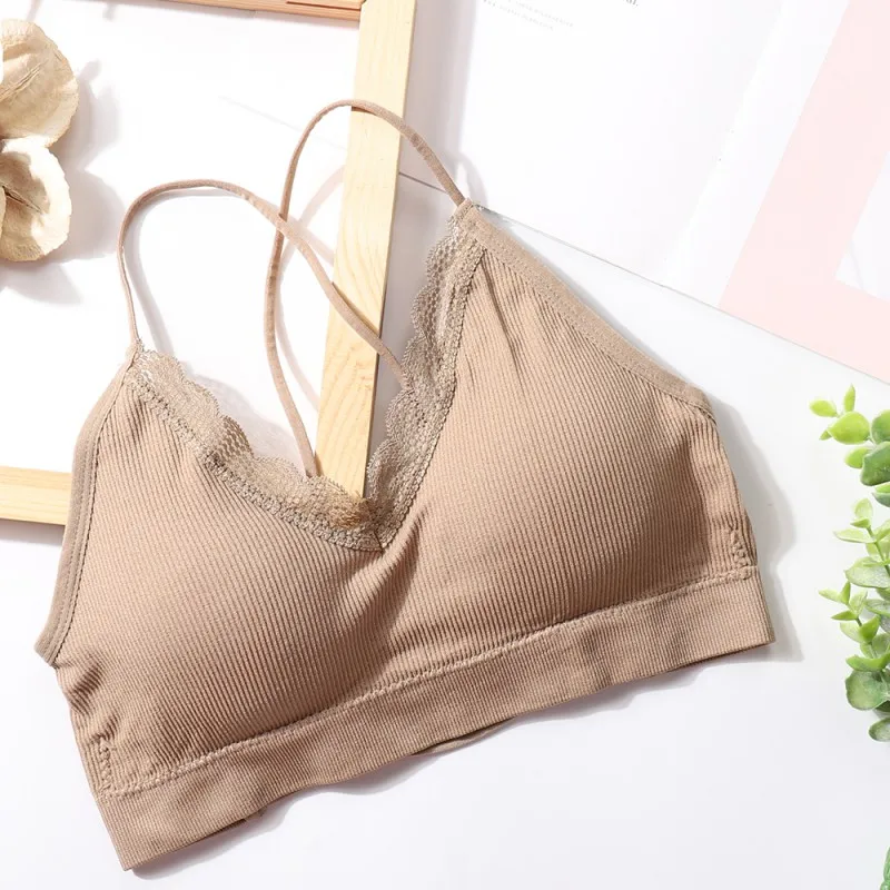 Backless Bra Slim Sexy Solid Tanks Women Underwear Padded Bralette Femme Wireless Bras Wire Free Tube Tops