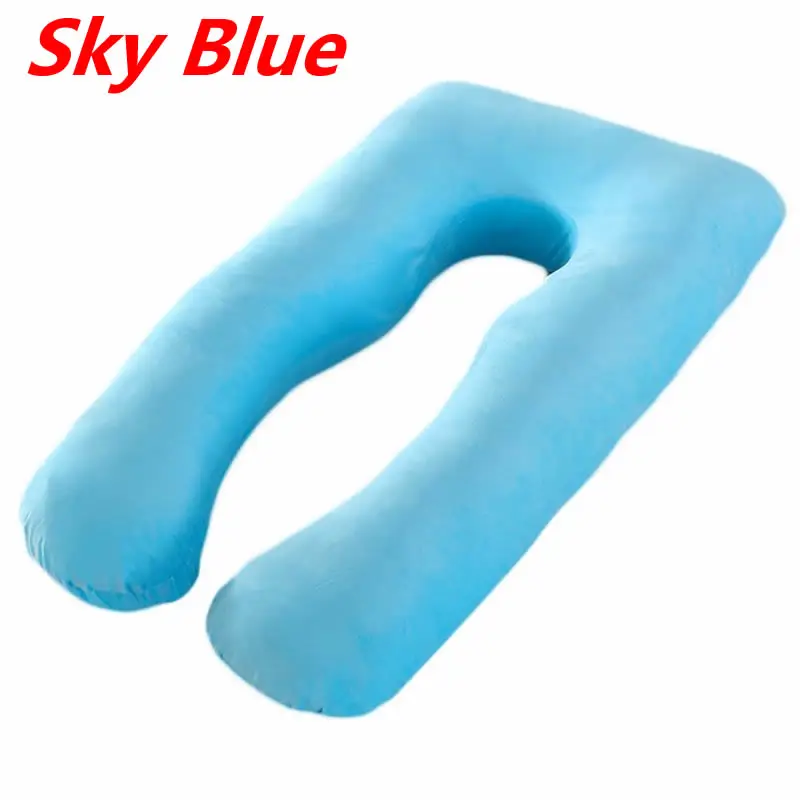 Sky Blue Подушка для сна для беременных женщин, подушка для сна, хлопок, съемная и моющаяся u-образная Подушка для сна - Цвет: Sky Blue