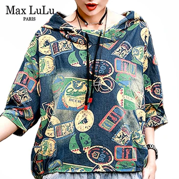 

Max LuLu 2020 Summer Korean Fashion Brand Ladies Luxury Printed Sweatshirts Womens Loose Hooded Hoodies Vintage Cotton Clothing