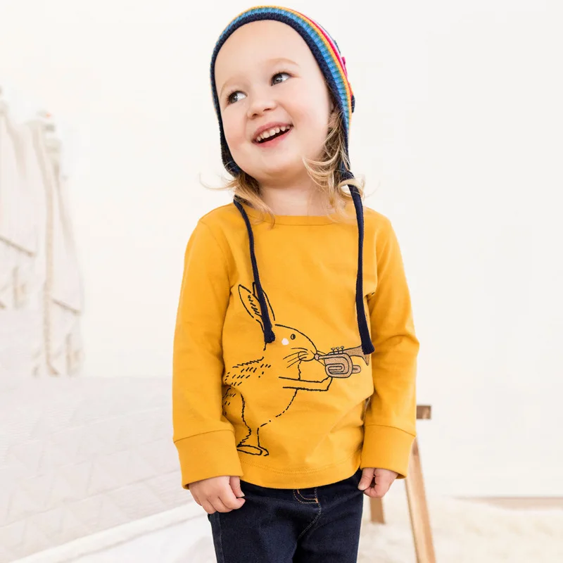 Little maven 2-7Years Детская Одежда Животных Кролик Малышей Девушки С Длинным Рукавом Футболка Единорог детская Девушка Детская Одежда