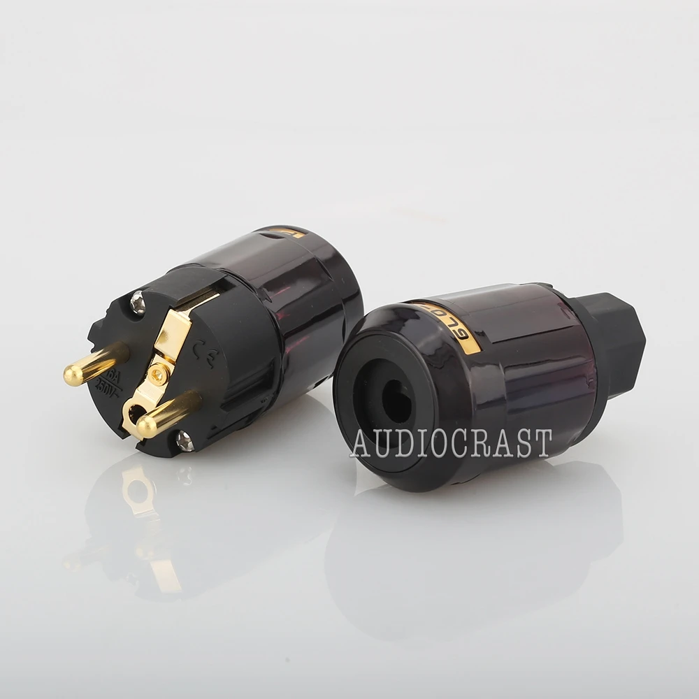 Горячая Hifi аудио позолоченный P-079E Schuko EU штекер удлинитель