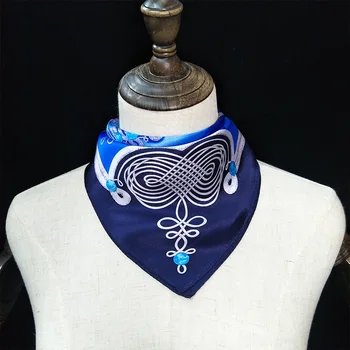 

2020 New Arrivals 53x53cm Real Silk Scarf Women's Bandana Small Square Printing Hair Band Hijab Scarf Scarves Bufanda Head Scarf