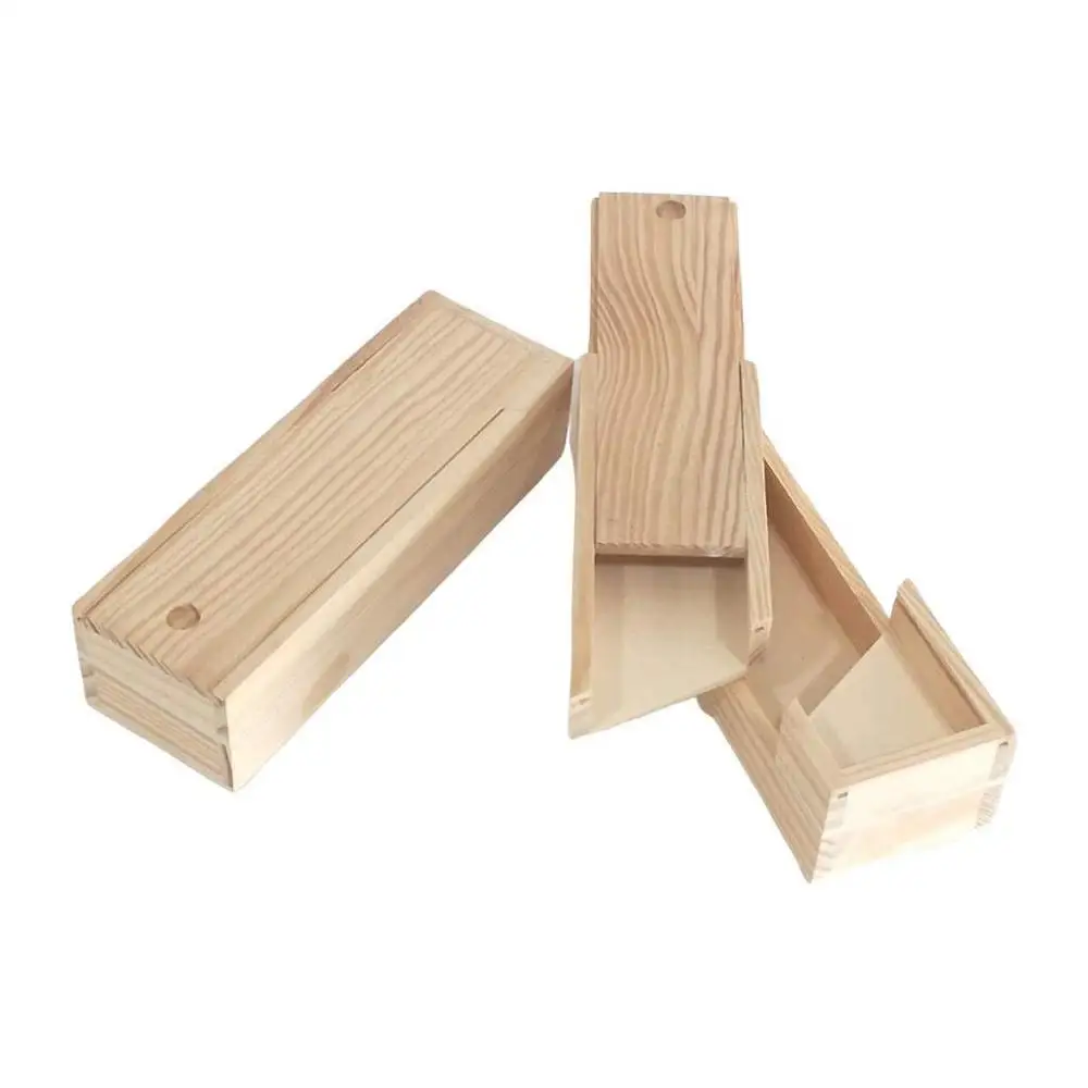 Caja plumier doble. En madera de pino en crudo. Para decorar. Manualidades. Medidas (ancho*fondo*alto): 23*7,5*5,5 cm.