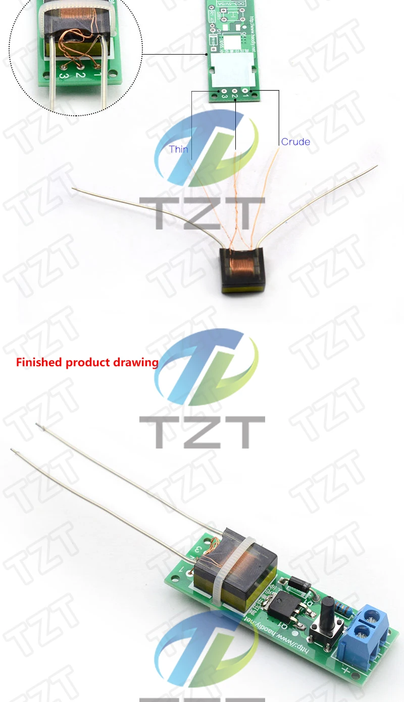 TZT HV-1 Hochspannungsgenerator, Lichtbogenzündung, DIY-Kit, Lichtbogengenerator, Lichtbogen-Zigarettenzünder-Kit, Hochspannungsmodul, DC 3–5 V, Feuerzeug – Detail 2