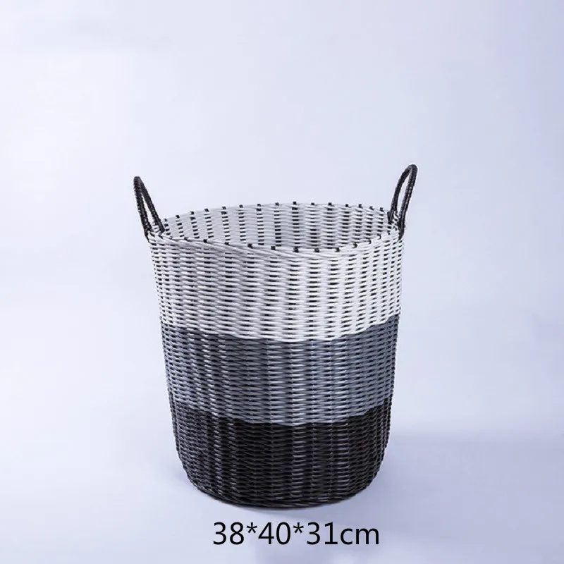Plastic Rattan Laundry Storage Basket Kids Toy Organizer Multipurpose Dirty Clothes Basket Home Bathroom Sundries Storage Barrel - Цвет: 1-M