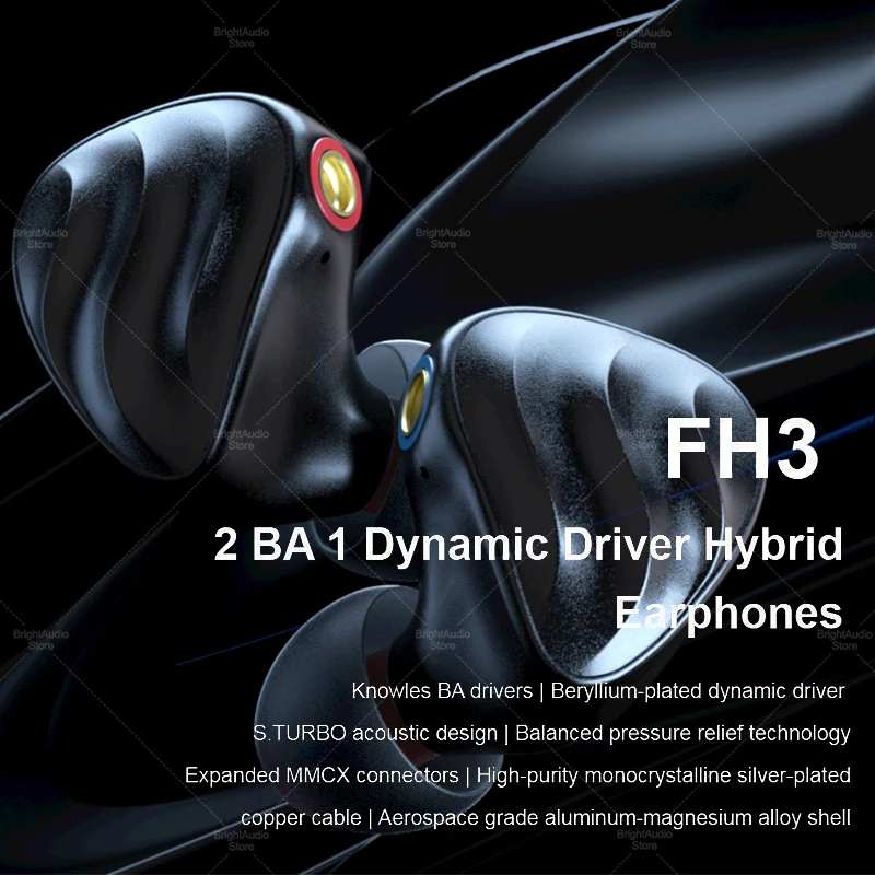Fiio FH3 2BA + 1DD Knowles Beryllium plated Dynamic Hybrid Driver In ear Наушники IEM S.TURBO акустический дизайн