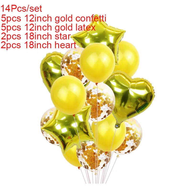 Воздушные шары золотые и черные 18 украшения на день рождения 18 день рождения латексные конфетти шары для 18 лет декоративные шары 6XN - Цвет: 14pcs gold set