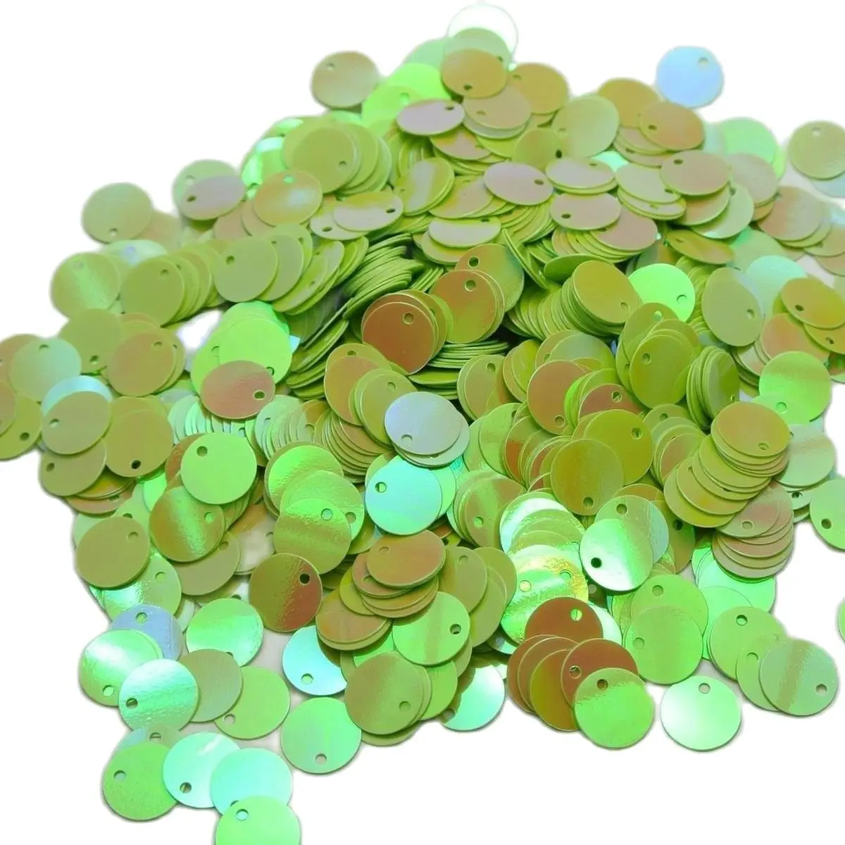 2000 Green AB Flat Round loose sequins Paillettes Top Hole 10mm sewing Wedding