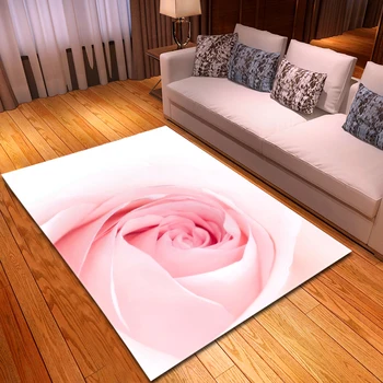 

Valentine's Day Parlor Sofa Rugs 3D Rose Digital Printing Flowers Bedside Area Rug Soft Flannel Anti-slip Living Room Carpet
