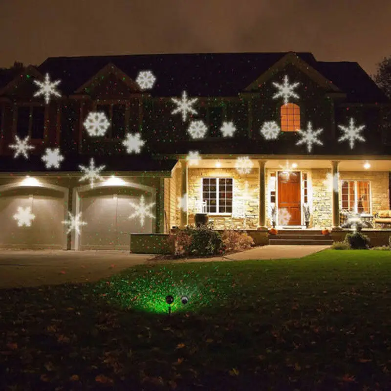 Outdoor Moving Snowflake LED Laser Light Projector Landscape Xmas Garden Lamp