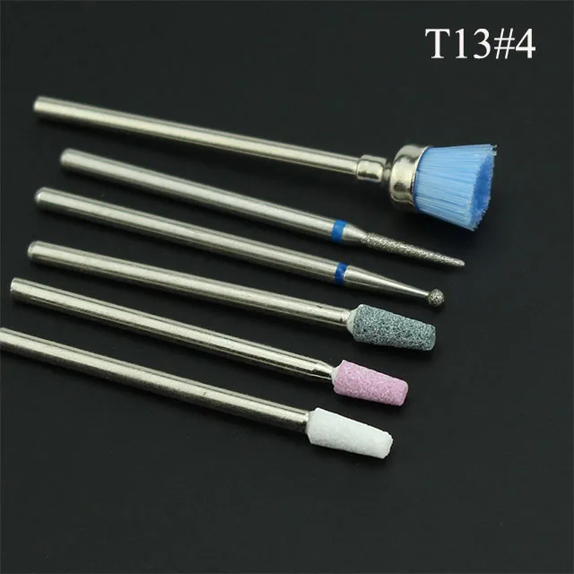 6 Types Nail Drill Bit Set Milling Cutters for Manicure Electric Nail Files Machine Gel Remove Accessories Cuticle Clean Tools - Цвет: T13-4
