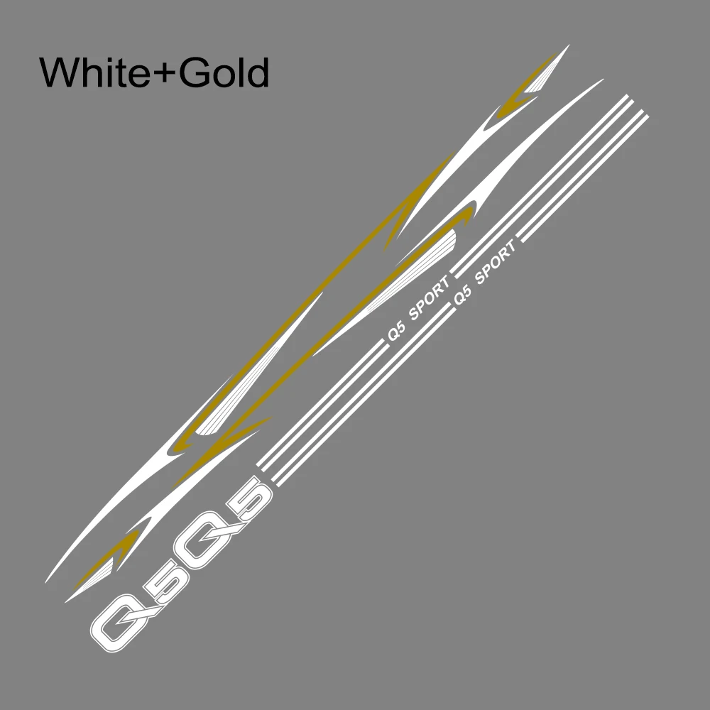 White Gold 2 шт. для Audi Q5 наклейки для боковой двери автомобиля виниловая пленка авто Спорт Гонки наклейки светоотражающие украшение Стайлинг Тюнинг автомобиля аксессуары - Название цвета: White Gold