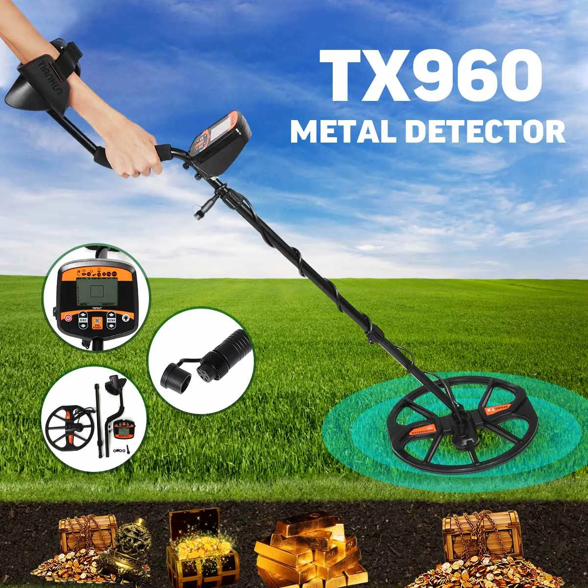 

Professional Underground Metal Detector Gold Detectors LCD Display Sound Mode Treasure Hunter Tracker Finder Portable Waterproof