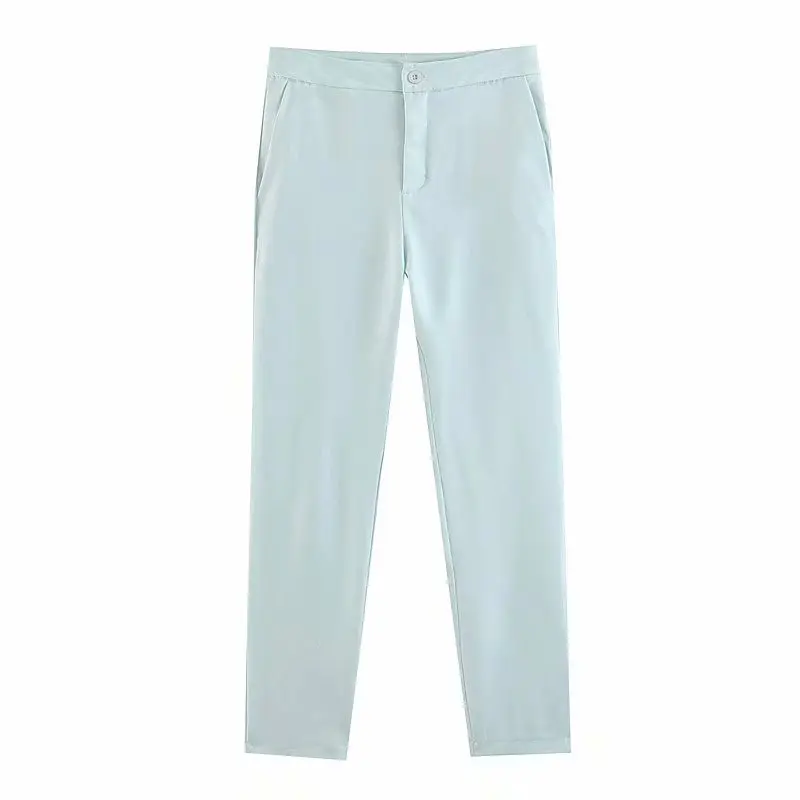 blue pants Женский офисный комплект из двух предметов, пиджак на одной пуговице, женский костюм, прямые брюки с высокой талией, розовые женские костюмы, 2 шт - Цвет: blue pants