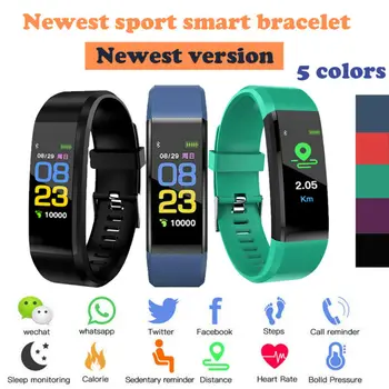 

115plus Smart Band Watch Sport Bracelet Smart Wristband Fitness Tracker Heart Rate Blood Pressure Smart Bracelet 3E31