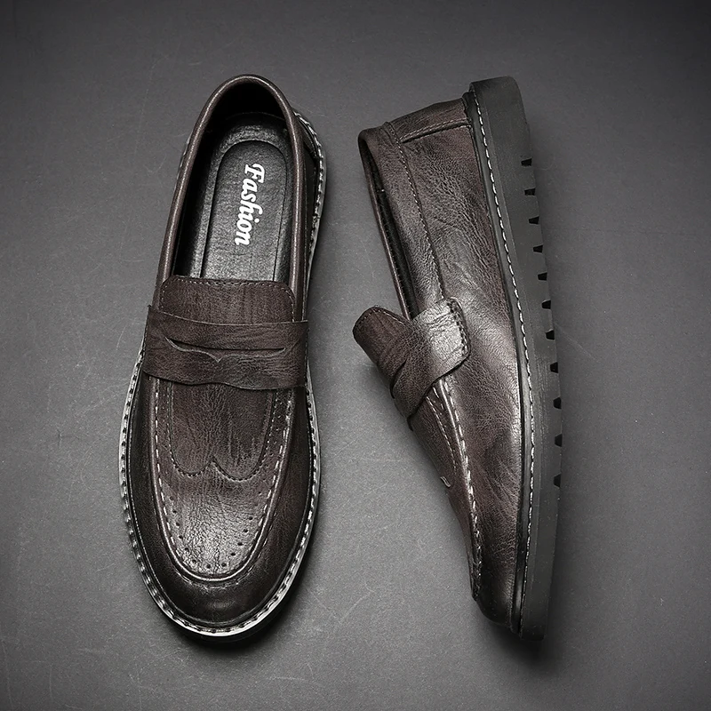 spring and autumn British style leather casual shoes men's shoes casual lightweight simple classic fashion business shoes