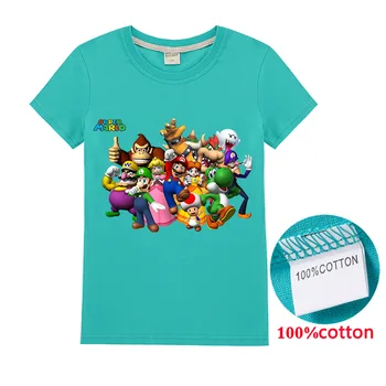 

Super Mario Game Bros Cartoon Print Tshirts Baby Boy Summer Clothes Tops Short Sleeve Active Children Kids T-shirts Clothing