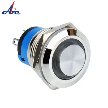 

High Flush Ring LED Blue 12V DC 19mm Switches Momentary Latching Waterproof Illuminated Push Button Switch