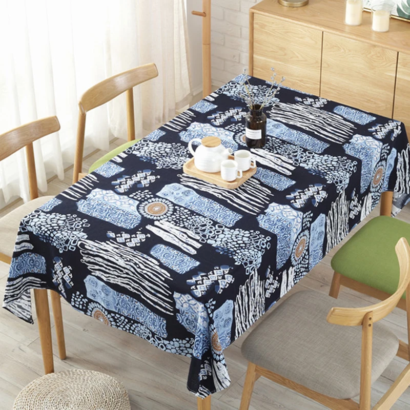Cotton Linen Table Cloth National Tablecloth Home Dining Table Cover Decorative Table Cloth Rectangular Tablecloth Picnic Cloth