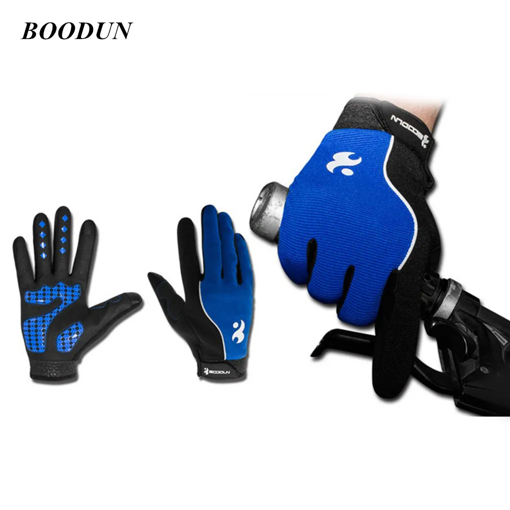 BOODUN унисекс Открытый полный палец Сенсорный экран ударопрочный велосипедные перчатки светоотражающие полосы длинные рукавицы велосипедные перчатки